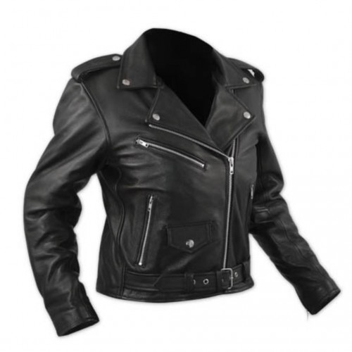 Giacca Moto in Pelle Donna American - Pro Queen Lady Black 